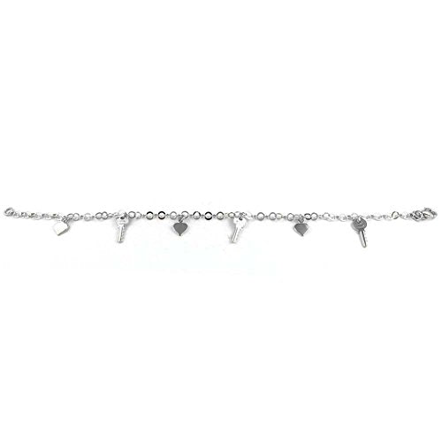 Ben & Jonah 925 Sterling Silver Key and Lock Lovers Charm Bracelet (7.75 inch  L)