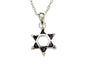 Silver Star of David with Purple Color Stones Necklace - Chain 18 inch  Pendant 1/2 inch W X 1 inch H