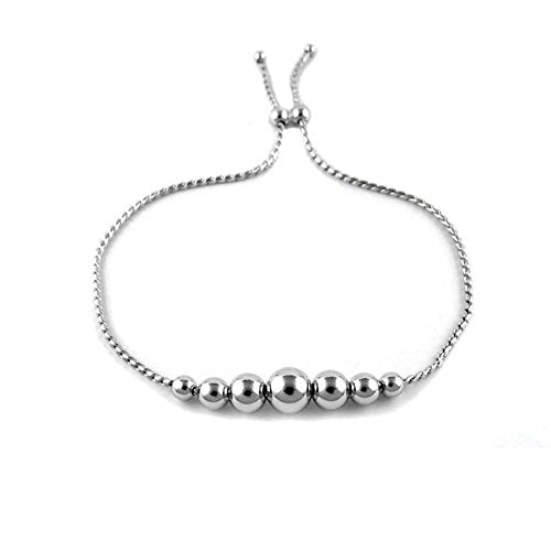 Ben and Jonah Fancy 925 Sterling Silver Graduated Bead Adjustable Bracelet 9 inch  L