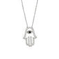 Ben and Jonah 925 Sterling Silver Rhodium Plated CZ Hamsa with Center Dark Blue Evil Eye on an 18 inch  Chain