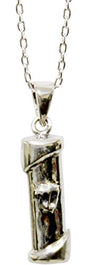 Sterling Silver Mezuzah Amulet - Chain 18 inch  Pendant - 1/4 inch W x 1/4 inch H