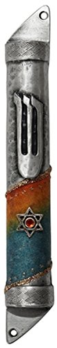 Ultimate Judaica Mezuzah Case Pewter 10cm Rainbow