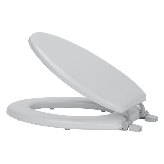 Traditional Elegance Elite 19 Inch Soft Elongated Vinyl Toilet Seat - Silver