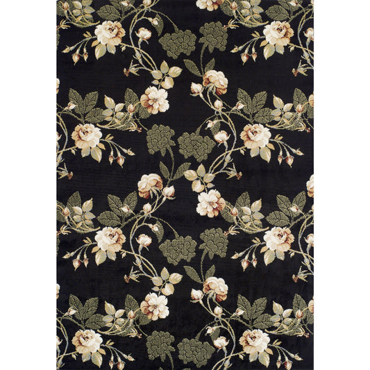 Traditional Elegance Toscano Collection Area Rug - Lily (Black)