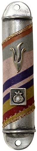 Ultimate Judaica Mezuzah Case Pewter 8cm Purple