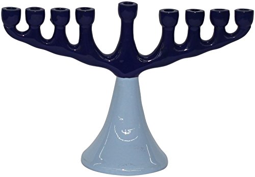 Lamp Lighters Ultimate Judaica Aluminium Menorah 2 Tone Blue 6 inch  H
