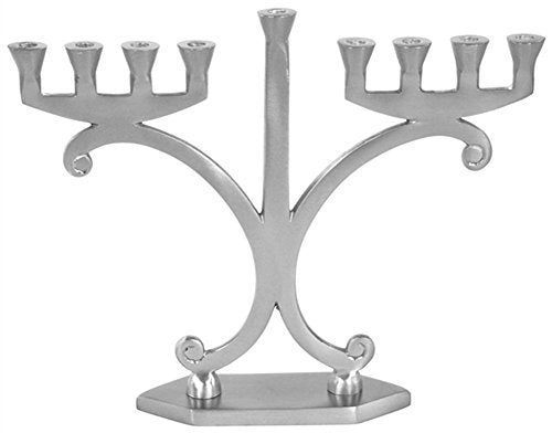 Lamp Lighters Ultimate Judaica Menorah Aluminium with Pewter Finish - 8.5 inch H