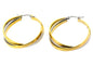 Ben and Jonah Stainless Steel and Gold Plated 2-Tone 3 Band Interlaced Hoop Earring (35mm)