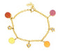 Ben and Jonah Stainless Steel Gold Plated Bracelet with Colorful Balls and Charms with Extension