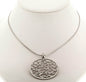 Ben and Jonah Stainless Steel Flower Design Round Pendant with Stones on Fancy 18 inch  Necklace