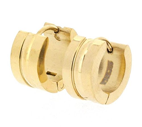 Ben and Jonah Stainless Steel Gold Plated Huggie Earring with Square Channel