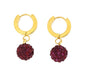 Ben and Jonah Stainless Steel Gold Plated Huggie Base Earring with Hanging Blackberry Disco Ball with Blackberry Stones
