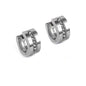Ben and Jonah Stainless Steel Huggie Earring with Rows of Six Clear Stones