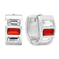 Ben and Jonah Ladies Stainless Steel White and Red Simulated Diamond Layered Huggies