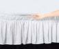 EasyWrap White Elastic Ruffled Bed Skirt with 16 inch  Drop - Twin/Full