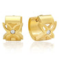 Swarovski Elements Lady's 18K Gold Plated Stainless Steel Huggie Earrings with Flower Accent