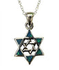 Silver Opal Star Of David Necklace - Chain 18 inch  Pendant 1/2 inch  W 1 inch  H