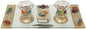 Ultimate Judaica Candle Stick With Tray And Matchbox Small Applique - Rainbow With Pomegranate - Tray 10 3/4 inch W X 6 inch H Candle Sticks - 2.5 inch H