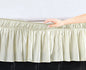 EasyWrap Ivory Elastic Ruffled Bed Skirt with 16 inch  Drop - Queen/King