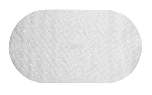 Royal Bath Anti Slip Woven Look Vinyl Bath Tub Mat (15 inch  x 27 inch ) - Ivory