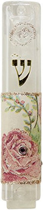 Ultimate Judaica Mezuzah Case Lucite 8cm Rose