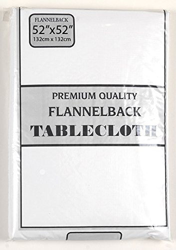 Dinner Collection by Bon Appetit Solid Color Vinyl Tablecloth with Polyester Flannel Backing - White Rectangle (52 inch  x 90 inch )