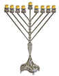 Lamp Lighters Ultimate Judaica Reach for the Stars Empire State Hanukkah Menorah - Silver Plated 18 inch H