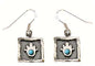 Geometric Swaure Hamsa Amulet Earrings With Turquoise - Hamsa Amulet 3/8 inch  X 3/8 inch 