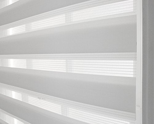 Modesta Collection Set of 4 White Cordless Sheer Double Layered Fabric Window Shades - 29 inch  x 72 inch 