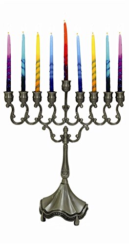 Lamp Lighters Ultimate Judaica Pewter Menorah - Â 8 inch  H X 6.5 inch  W