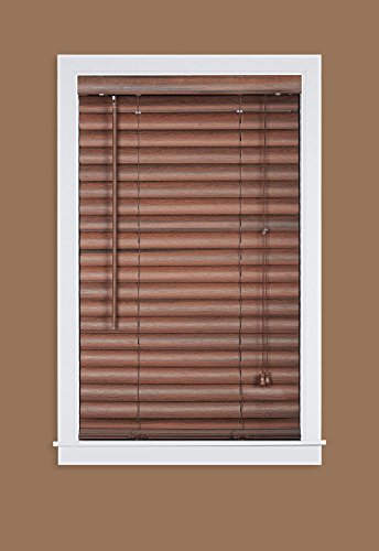 Plantation Collection Vinyl Venetian 2-Inch Mini Blind - Mahogany - 35 inch  x 64 inch  (Actual Measurement 34.5 inch  x 64 inch ) (Actual Measurement 34.5 inch  x 64 inch )