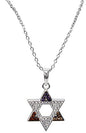 Silver Star Of David Necklace With Multi Color Stones - Chain 18 inch  Pendant 1/2 inch H X 1/2 inch W