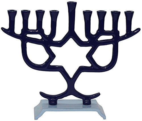 Lamp Lighters Ultimate Judaica Menorah Star 2 Tone Blue 8.5 inch  H