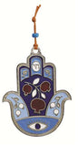 Ultimate Judaica Metal Hamsa Lg Pomegranate Design Blue - 4 1/2 inch  H X 3 1/2 inch  W