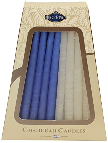 Lamp Lighters Ultimate Judaica Safed Chanukah Candles - 45 Pack - Blue/White - 6 inch 