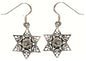 Silver Star Of David Earrings With Zircon - Star 6/8 inch  X 6/8 inch 