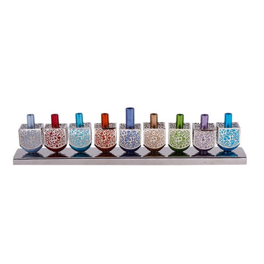 Ben&Jonah Chanukah Dreidel Menrorah - Multicolor-  13" x 3" x 2"