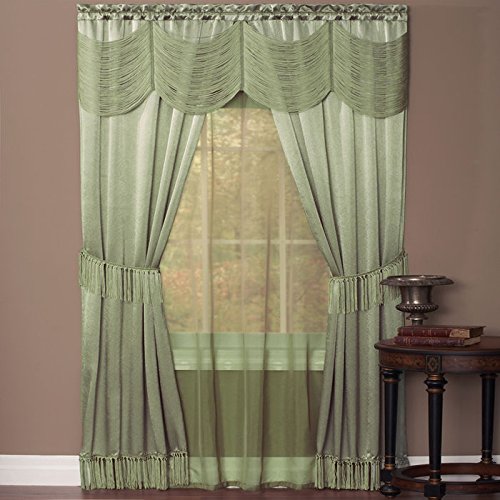Ben&Jonah Collection Halley 6 Piece Window Curtain Set - 56x63 - Sage