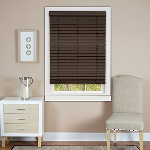 Park Avenue Collection Cordless Madera Falsa 2 inch  Faux Wood Plantation Blind 27x64 - Mahogany