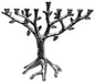 Lamp Lighters Ultimate Judaica Metal Aluminium Menorah Tree Design with Nickel Plated Finish - 10 inch H
