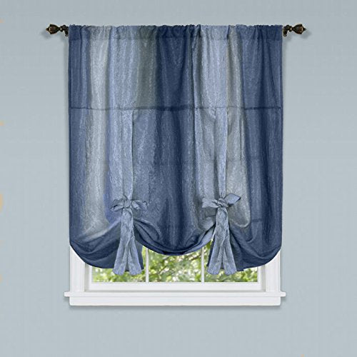 Park Avenue Collection Ombre Tie Up Shade 50x63 - Blue