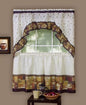 Park Avenue Collection Coffee - Printed Tier and Swag Set - 57x36 Tier Pair/57x30 Swag - Multi