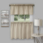 Ben&Jonah Collection Richmond Window Kitchen Curtain Tier Pair and Valance Set - 58 x 36/58x14 - Tan