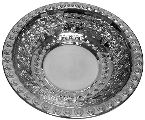 Ben and Jonah Wash Bowl Stainless Steel Grapes Design-12 inch W X 3 inch H