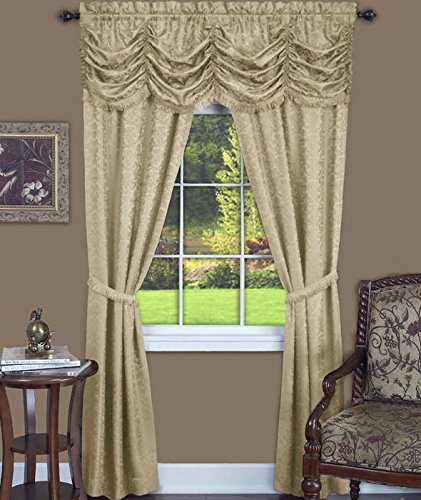 Ben&Jonah Collection Panache 5 Piece Window Curtain Set - 55x84 - Tan