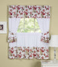 Ben&Jonah Collection Wisteria Embellished Cottage Window Curtain Set - 58x36 Tailored Tier Pair/58x36 Tailored Topper with attached swaggers and tiebacks. - Rose