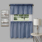 Ben&Jonah Collection Richmond Window Kitchen Curtain Tier Pair and Valance Set - 58 x 24/58x14 - Navy