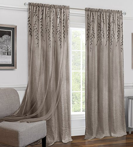 Ben&Jonah Collection Willow Rod Pocket Window Curtain Panel - 42x63 - Toffee