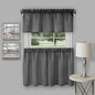 Ben&Jonah Collection Richmond Window Kitchen Curtain Tier Pair and Valance Set - 58 x 24/58x14 - Black