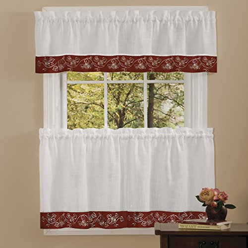 Ben&Jonah Collection Oakwood 58x24 Window Curtain Tier Pair - Burgundy